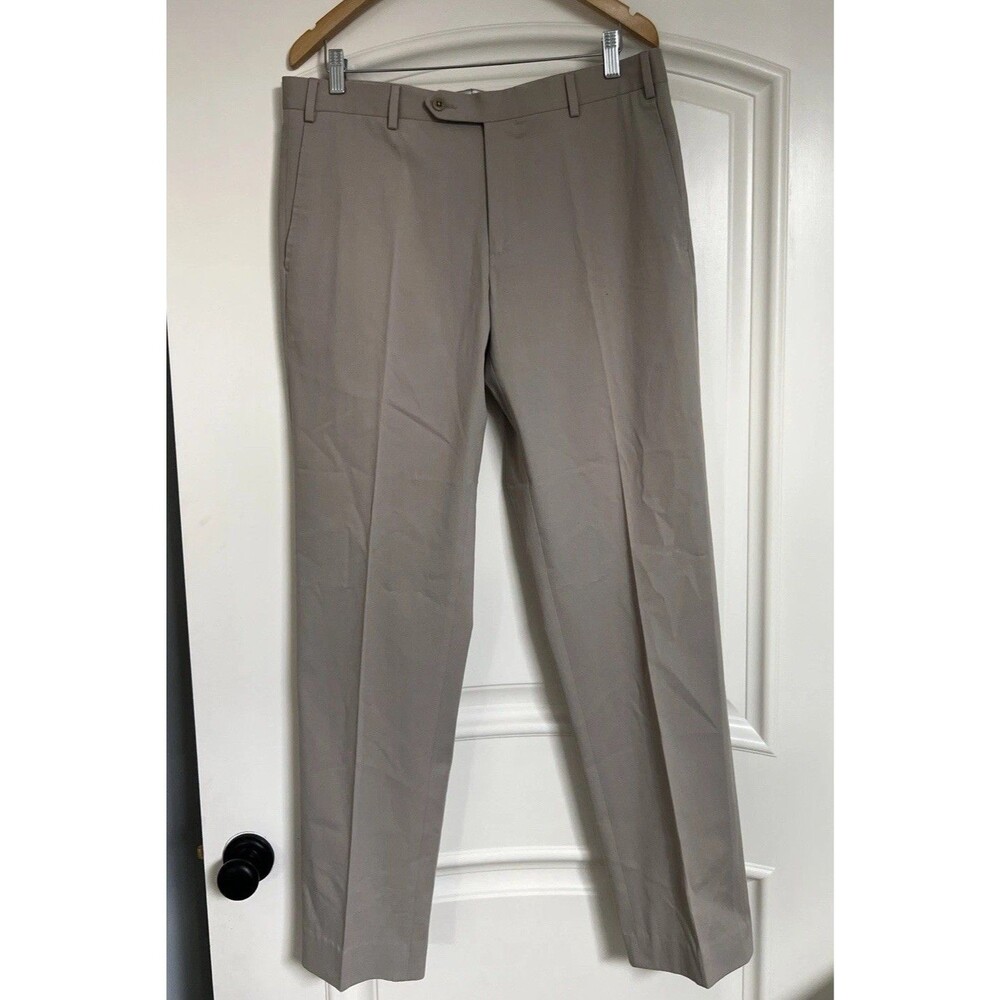 Zanella Men’s Dress Pants 36 Taupe Gray Slim Fit Cotton Stretch Made in Italy